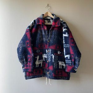 (Sold)| Oversized Aztec Print Llama Blanket jacket